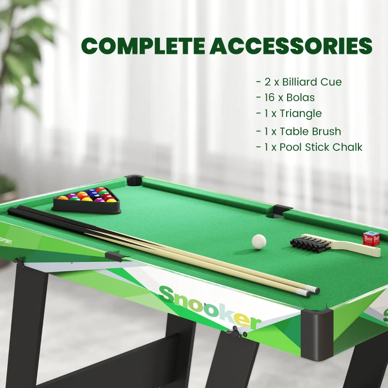 Soozier 41" Mini Pool Table Set Folding Billiard Table with 2 Cues, 16 Balls, Chalk, Triangle, Brush, Green