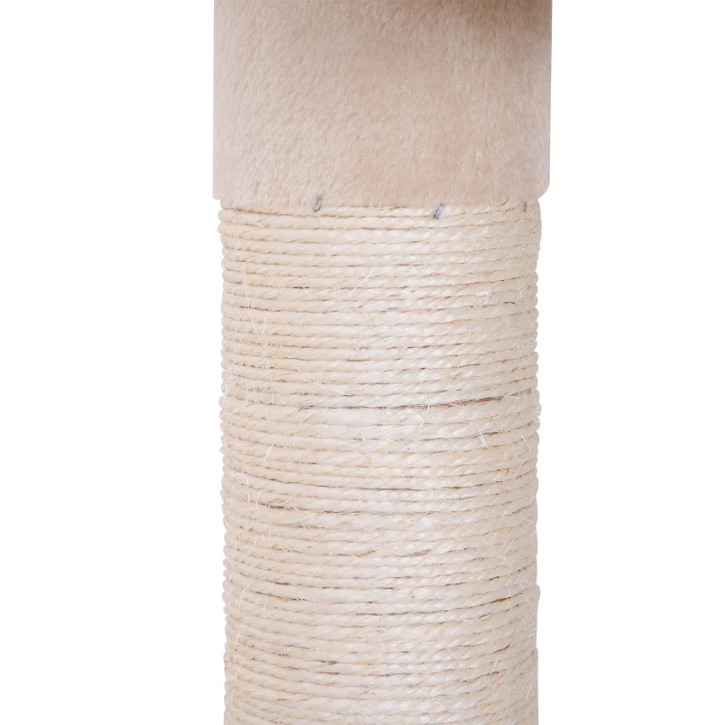 PawHut 102" Adjustable Height Floor to Ceiling Cat Tree, 5 Level Cat Tower with Scratching Posts, Hammock, Beige