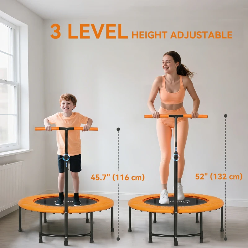 Soozier 39" Mini Exercise Trampoline w/ Adjustable T-Bar Indoor Fitness Rebounder Orange