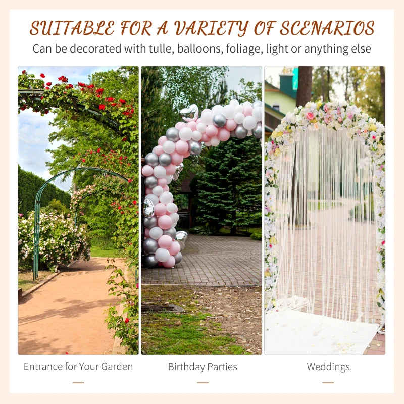 Outsunny Metal Garden Arch Outdoor Walkway Arbor, 74.75" x 19.75" x 82.75", Dark Grey