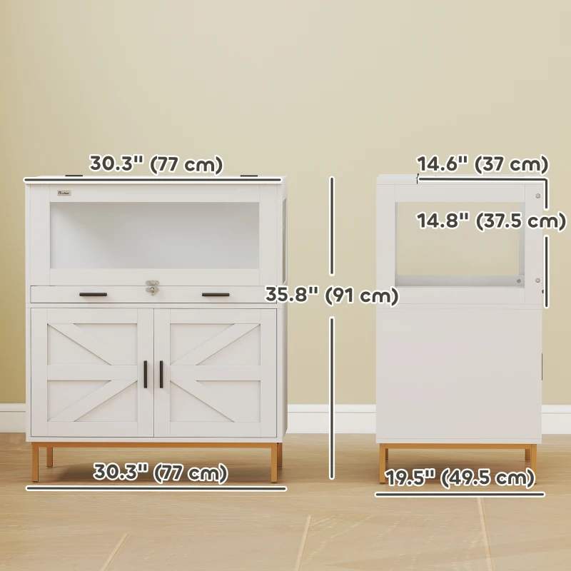 PawHut Hamster Cage with Storage Cabinet, Small Animal Cage with Pull Out Drawer and Acrylic Panels, 30" x 19.5" x 36"