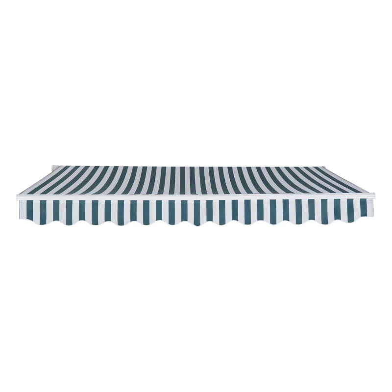 Outsunny 10' x 8' Manual Retractable Awning, Sun Shade Shelter Canopy, with Aluminum Frame and UV Protection for Patio Deck Yard Window Door, Green Stripe