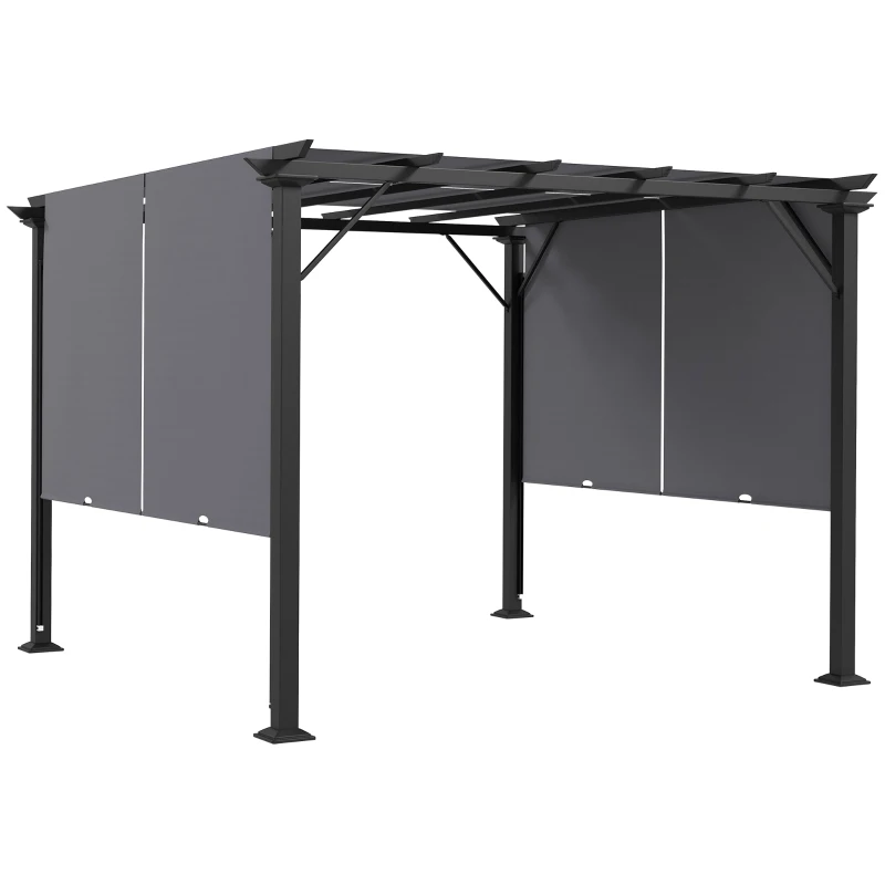 Outsunny 10' x 10' Retractable Pergola Canopy for Backyard, Grey