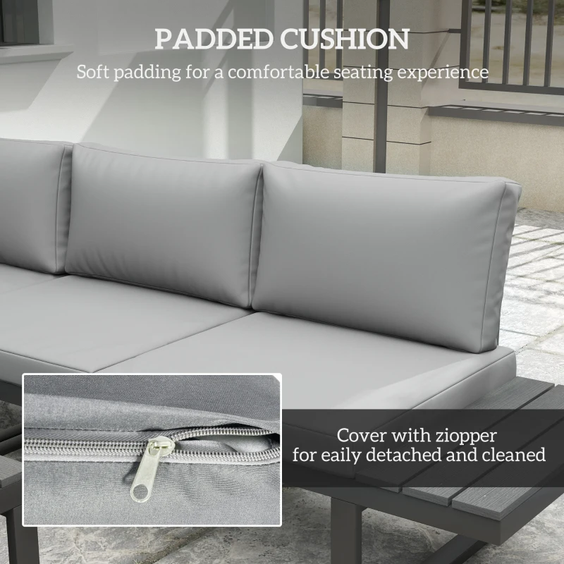 Outsunny 4 Pieces Outdoor Patio Furniture Set, 5-Level Reclining Garden Corner Sofa Set, Outdoor Lounge Conversation Sectional
