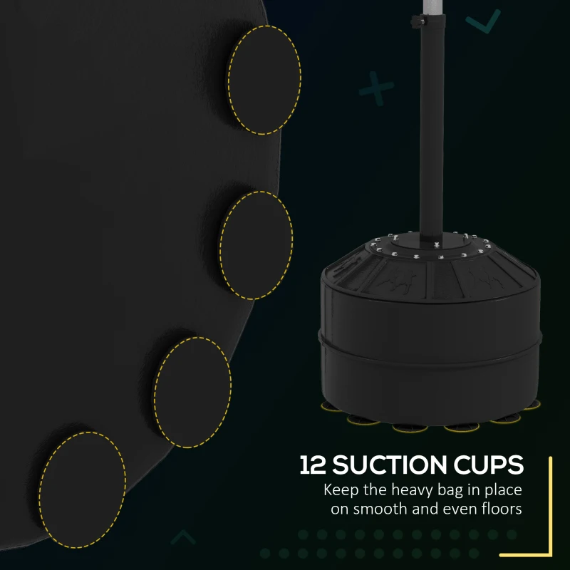 Soozier Freestanding Boxing Punch Bag with 63"-80.7" Adjustable Height, 12 Suction Cups, Boxing Stand with Reflex Bar, Black