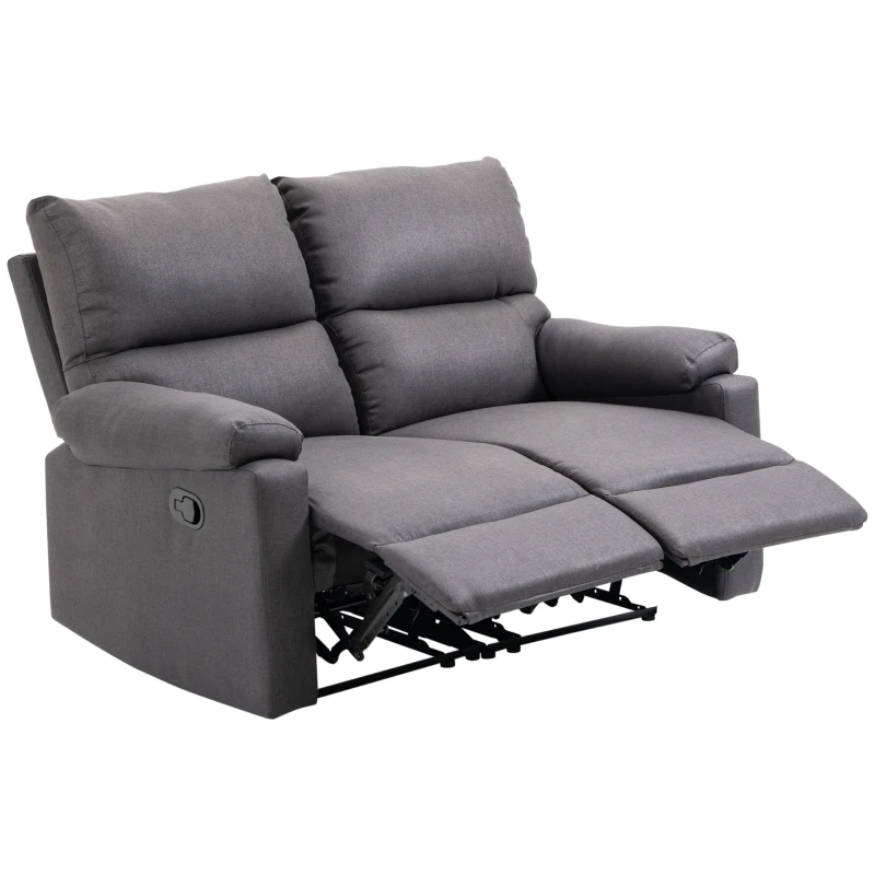 HOMCOM 2 Seater Reclining Chair, Loveseat Recliner Sofa with Footrest and Split Backrest, Dark Grey