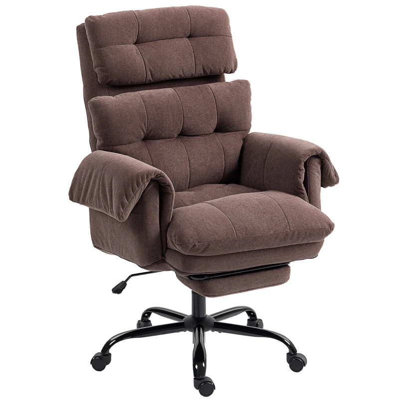 HOMCOM Reclining Executive Computer Desk Chair, Ergonomic Office Chair with Footrest and Thickly Padded, Coffee