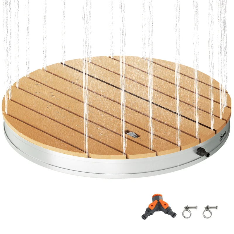 Outsunny Foot Control Outdoor Shower Kit Portable Camping Shower Adjustable Aluminum Weatherproof