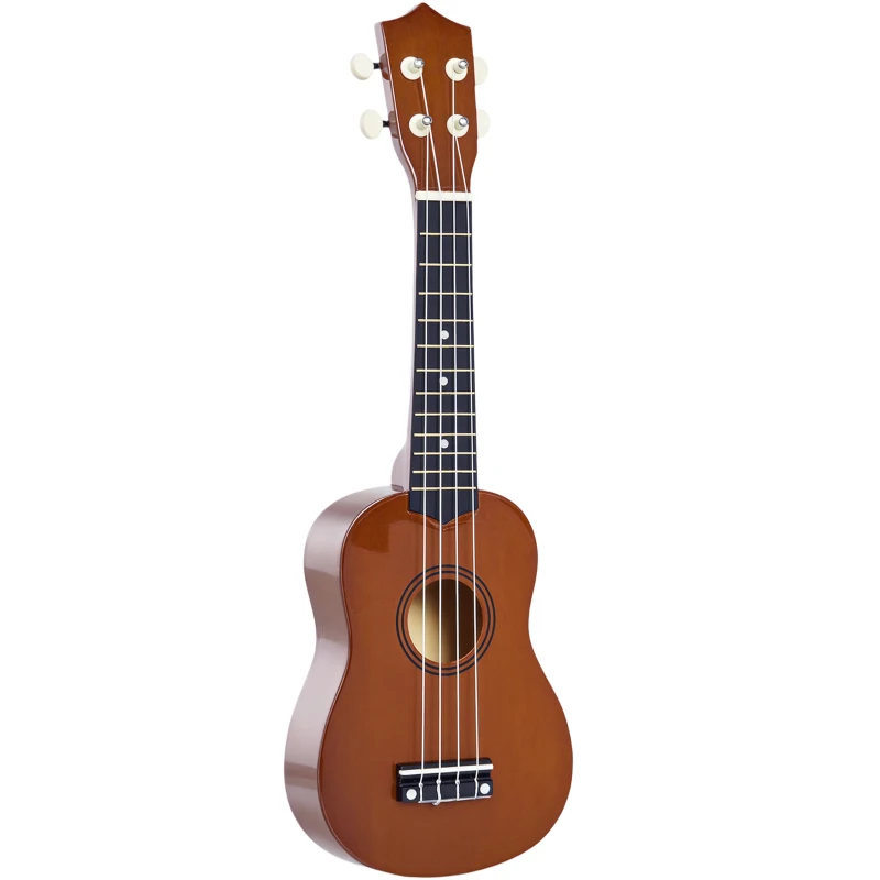 HOMCOM 21 Inch Ukulele with Birch Wood Body, 4 Nylon Strings, Smooth Finish, Lightweight Design, Brown