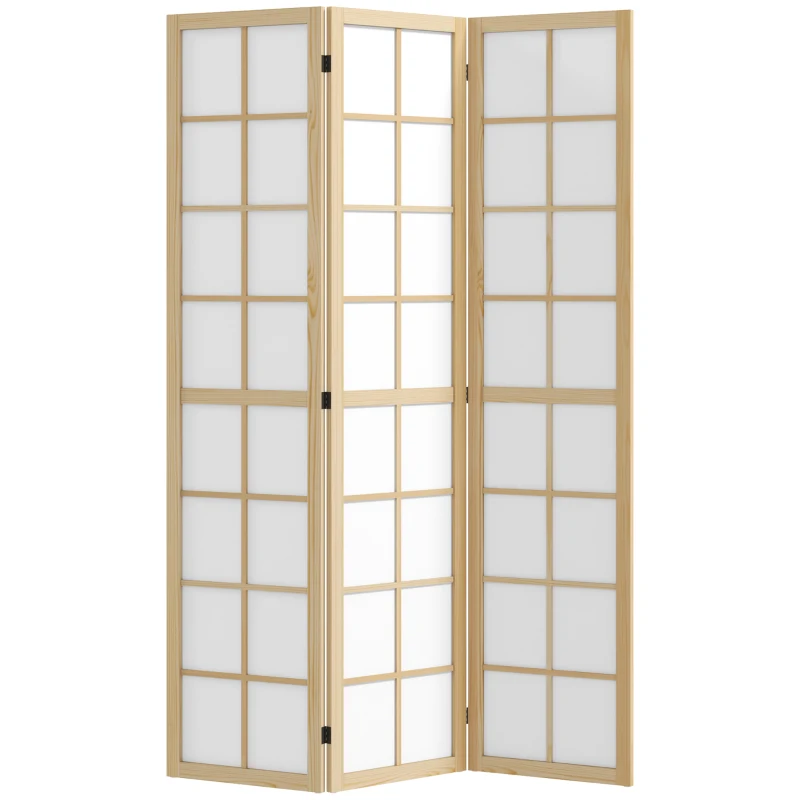 HOMCOM 3 Panel Room Divider, 5.6 ft Folding Wall Divider Room Partition for Home Office, Bedroom