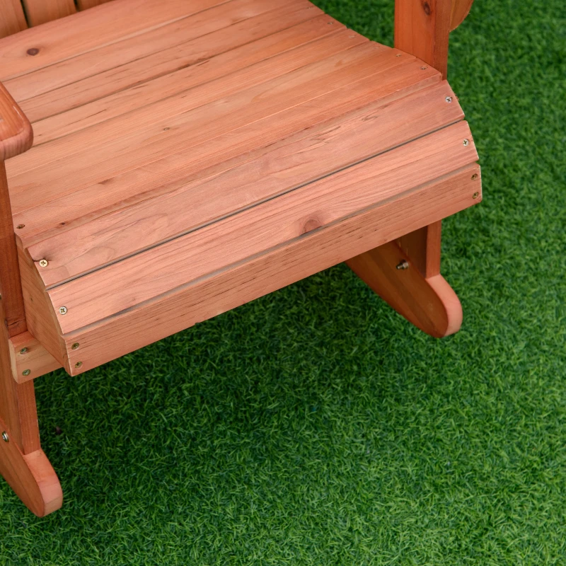 Outsunny Wooden Adirondack Rocking Muskoka Chair with Slatted Wooden Design, Fanned Back and Classic Rustic Style, Teak