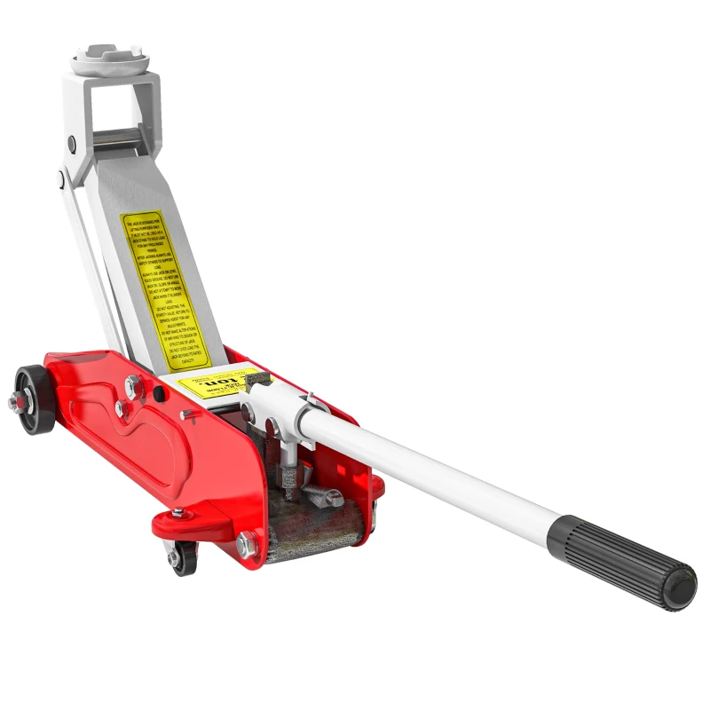 HOMCOM 2 Ton Low Profile Hydraulic Floor Jack, Heavy Duty Steel Racing Car Jack, 4.7"-11.8" Lift Range, Red