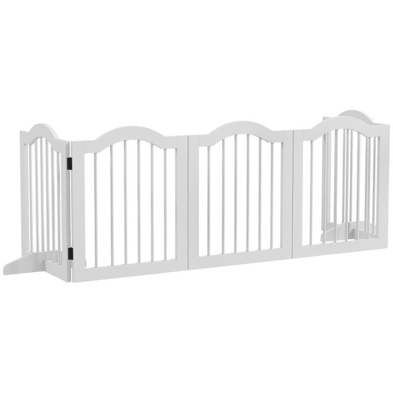 PawHut 24"H Foldable Dog Gate, 5 Panels Freestanding Pet Gate Barriers Indoor with Support Feet