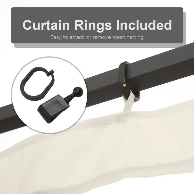 Outsunny Replacement Mosquito Netting for Gazebo 10' x 13' Black Screen Walls for Canopy with Zippers