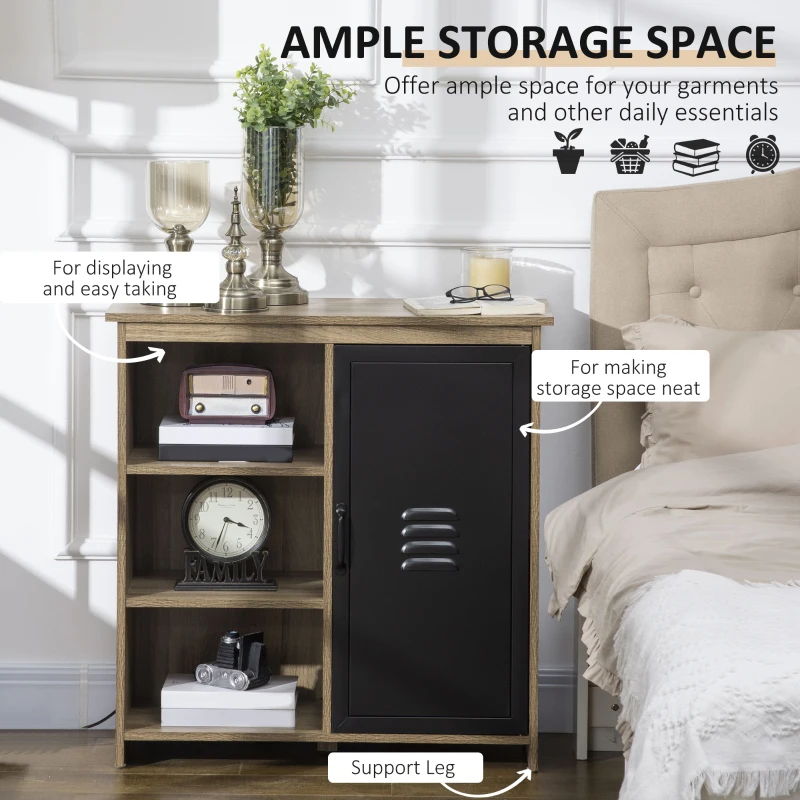 HOMCOM Storage Cabinet with 3 Tiers and Metal Door, Buffet Table, Sideboard with Adjustable Shelf for Dining Room, Living Room, Kitchen