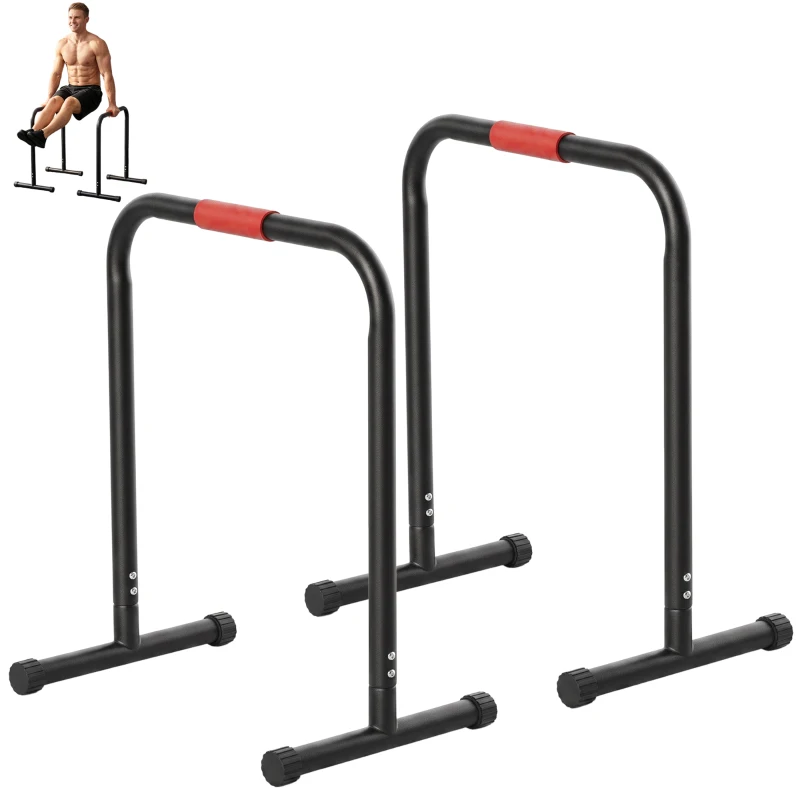 Soozier Set of 2 Dip Bar, Dip Station Push Up Station for Full Body Strength Training Home Gym Black
