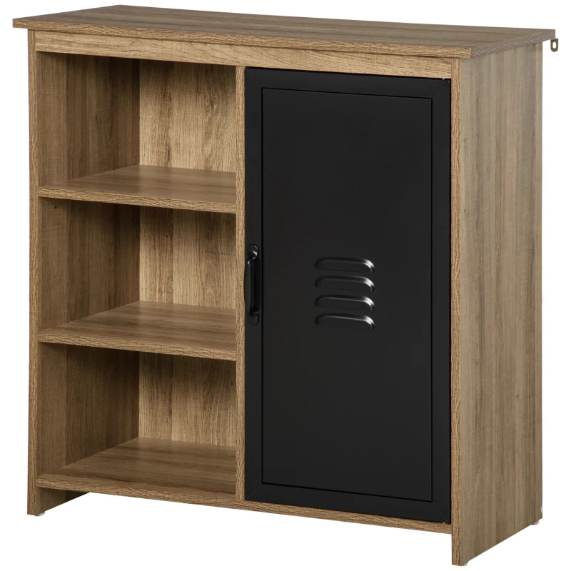 HOMCOM Storage Cabinet with 3 Tiers and Metal Door, Buffet Table, Sideboard with Adjustable Shelf for Dining Room, Living Room, Kitchen