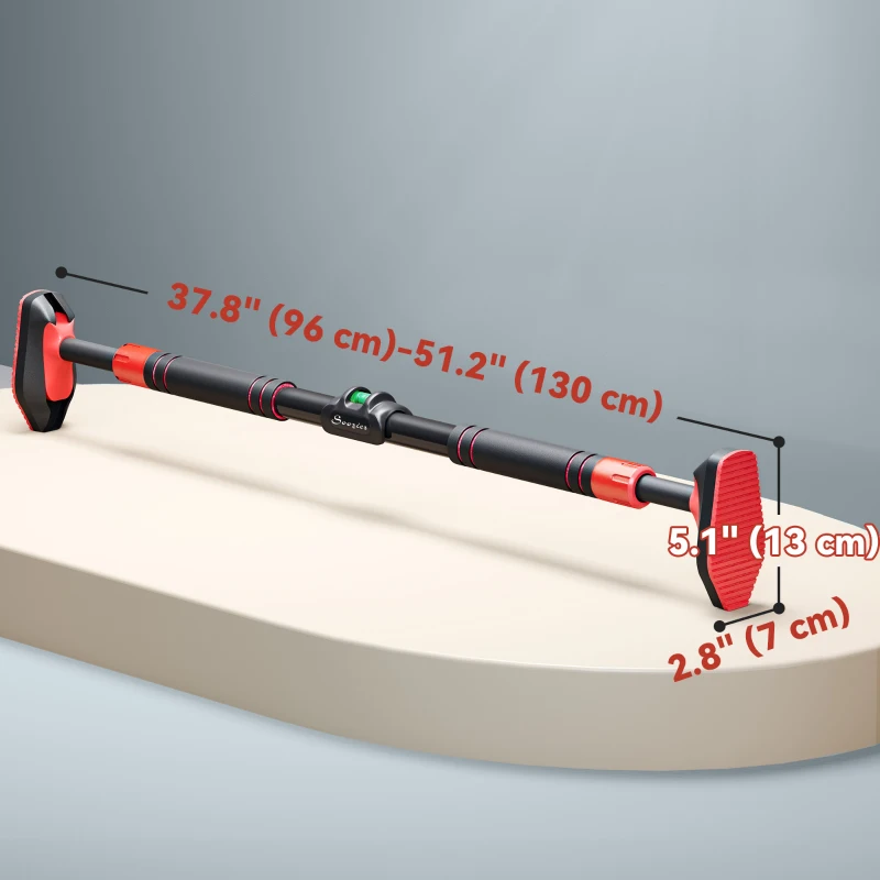 Soozier Pull Up Bar Doorway No Screws, Chin Up Bar with Level Metre, 27.6"-35.4" (70-90 cm) Width Adjustable, Max Load 440lbs
