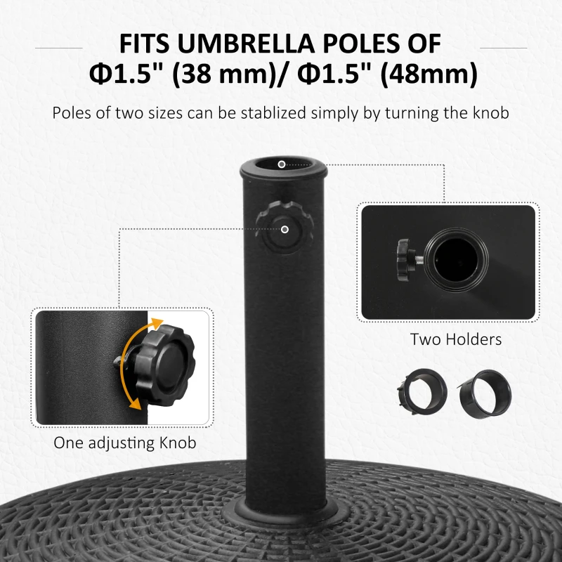 Outsunny 20.5" Round Parasol Base Resin Patio Umbrella Base Garden Parasol Holder Outdoor Offset Weight Stand with Wheels Black