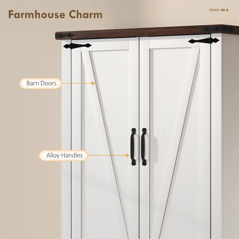 HOMCOM 53.5" Pantry Cabinet, Kitchen Storage Cabinet with Adjustable Shelves, 6 Door Spice Racks for Dining Room, White