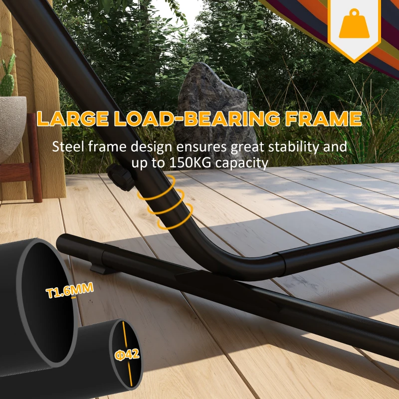 Outsunny 10' Hammock Stand with Side Tray, Hammock Chair Stand Only with Steel Frame, Black
