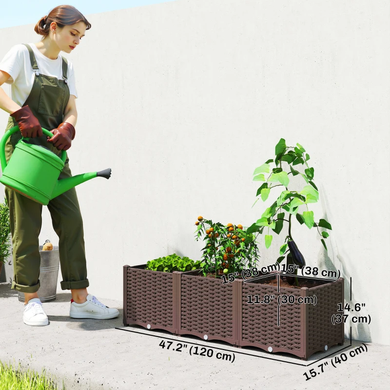 Outsunny Plastic Raised Garden Bed with Legs, Self Watering Elevated Planter Boxes with Drainage Holes and Plugs