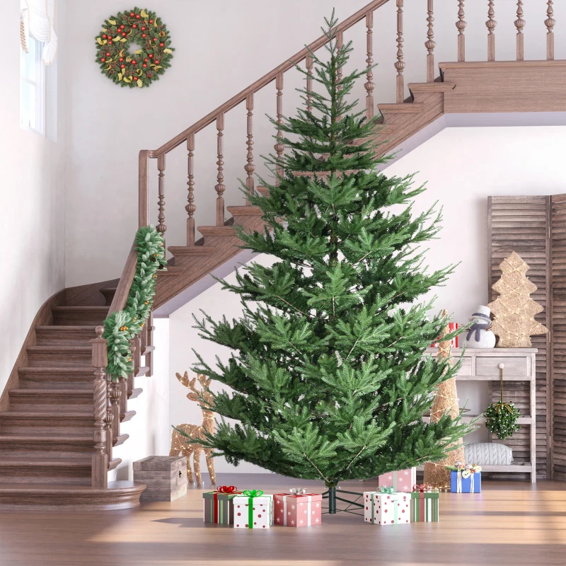 HOMCOM 9ft Artificial Christmas Tree with Metal Base, Xmas Tree