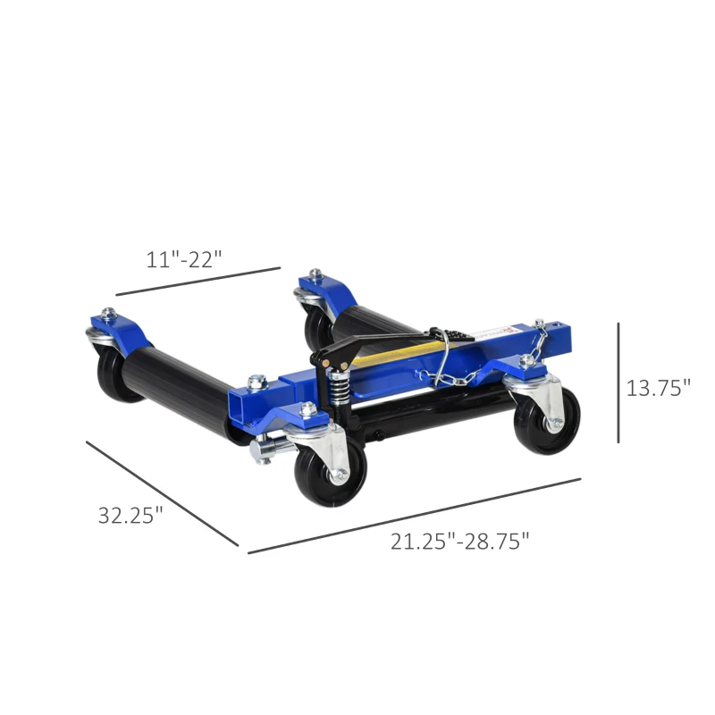 DURHAND Car Dolly Set of 2 with Foot Jack, 4 Wheel