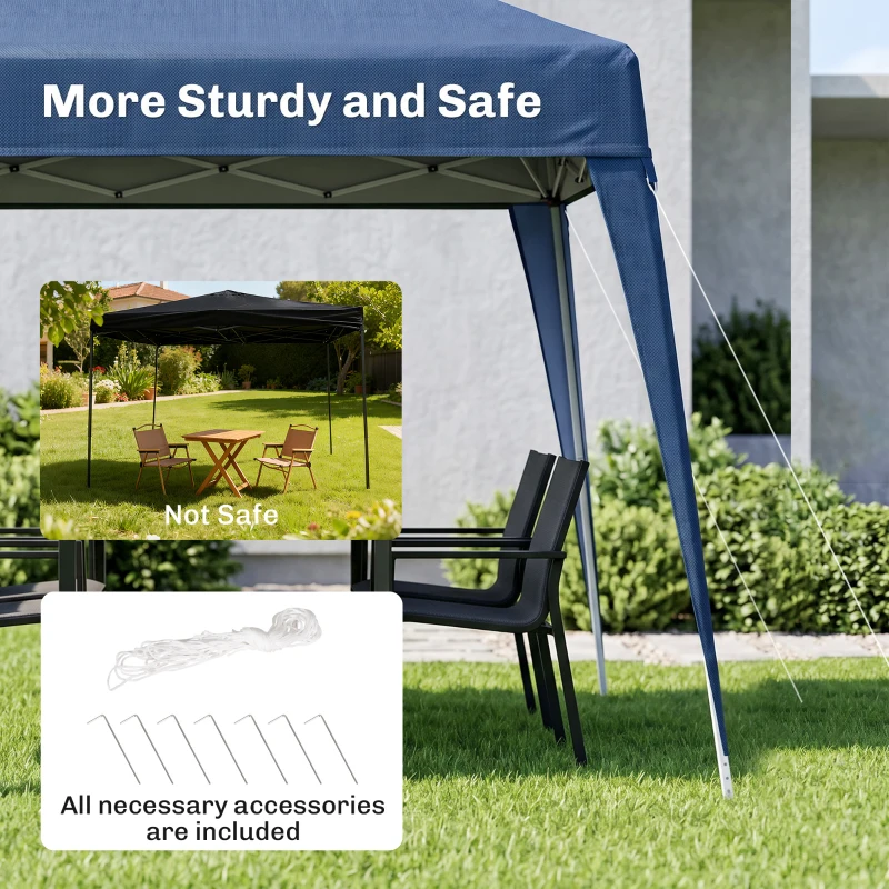 Outsunny 8' x 8' Pop Up Canopy, Outdoor Folding Tent, Portable Party Tent with Carrying Bag for Camping, Party, Picnic, Blue