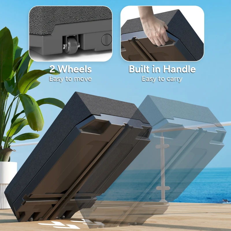 Outsunny Umbrella Base Plastic Umbrella Stand for Cantilever Umbrella with Wheels, Heavy Duty Umbrella Stand, Water/Sand Filled