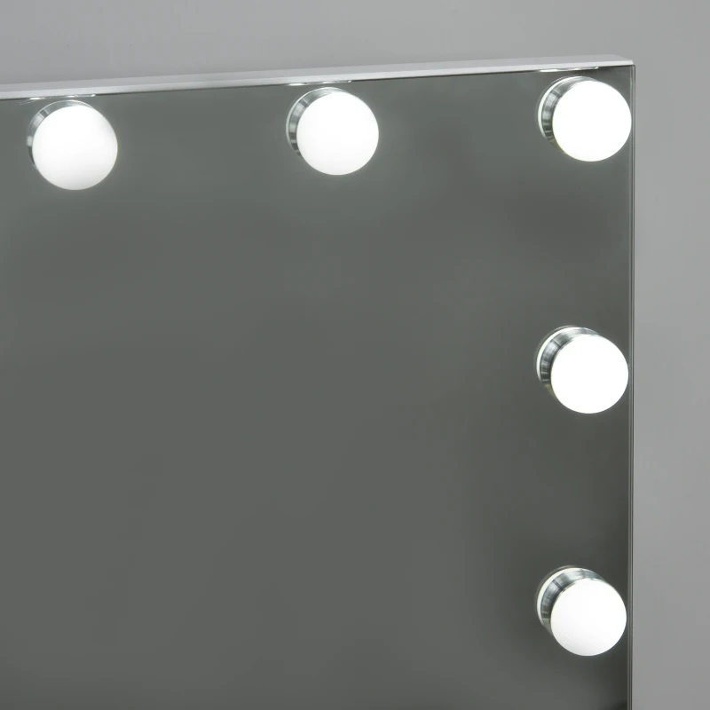 HOMCOM, Hollywood Lighted Makeup Mirror with 12 Dimmable LED Bulbs, 3 Color Lighting Modes, Touch Control Design for Cosmetic Dressing Table, White