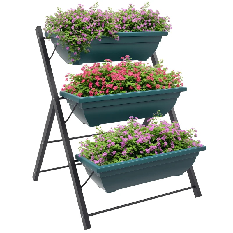 Outsunny 3-Tier Vertical Raised Garden Planter with 3 Boxes, Outdoor Plant Stand Grow Container for Vegetable Flowers