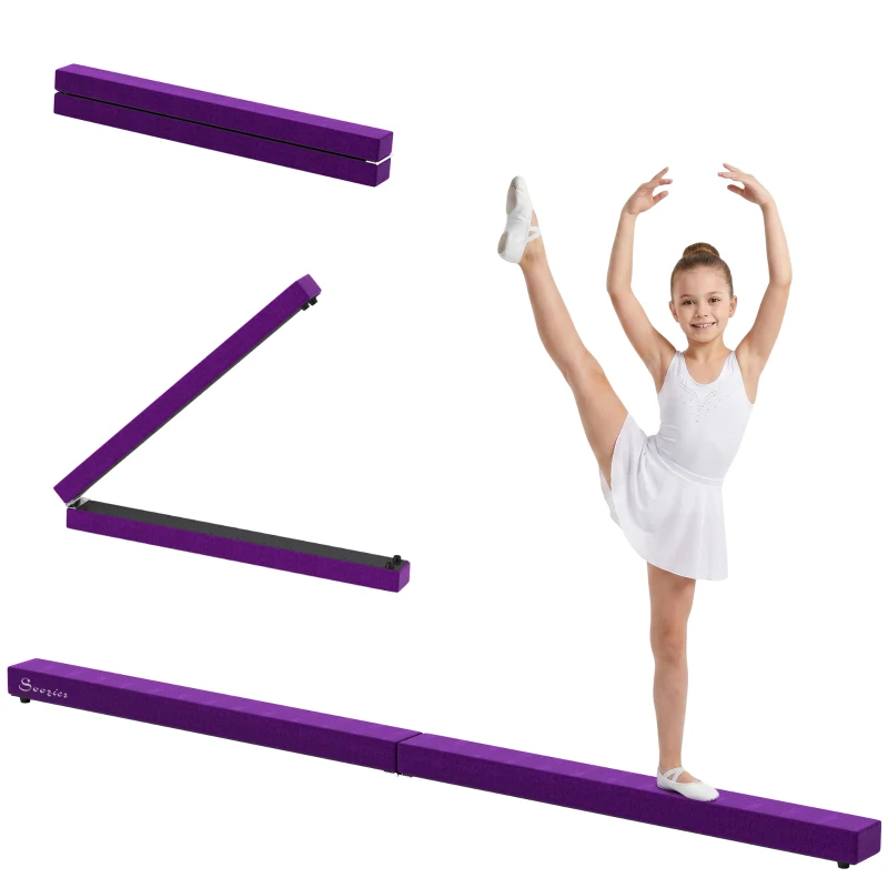 Soozier 7ft Folding Balance Beam, Gymnastics Beam with Wood Core, Purple