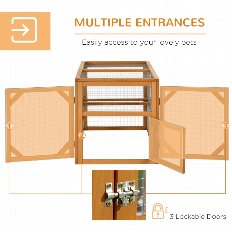 PawHut 55" Wooden Chicken Coop Extension Outdoor with Roosting Bars, Combinable Design, Orange