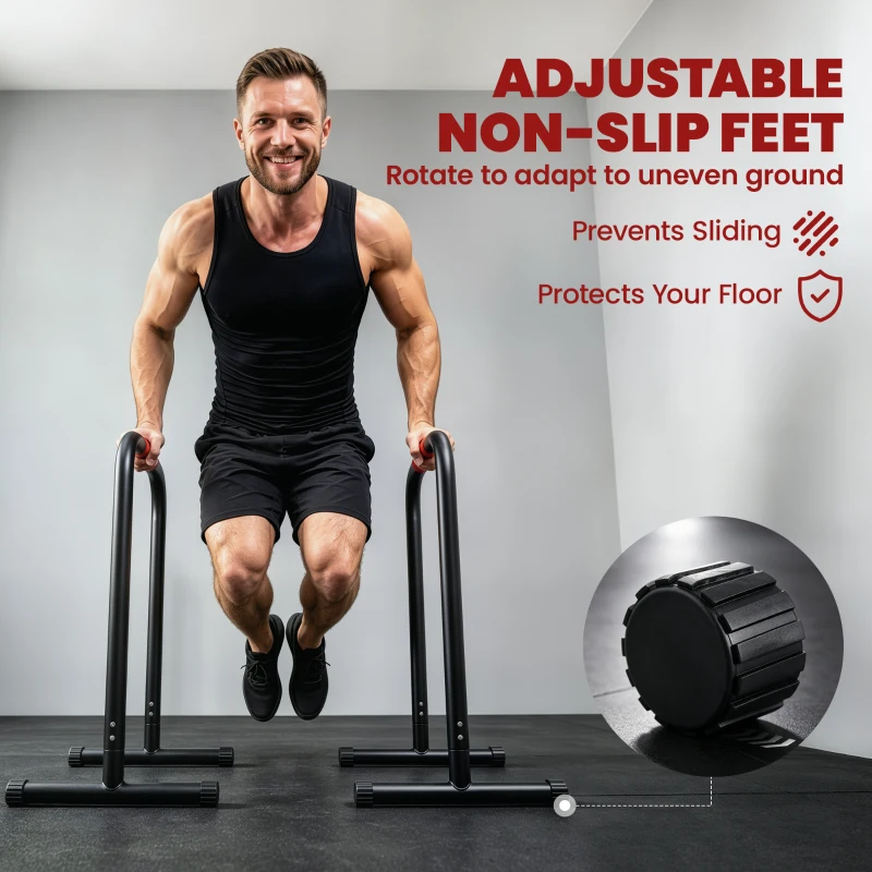 Soozier Set of 2 Dip Bar, Dip Station Push Up Station for Full Body Strength Training Home Gym Black