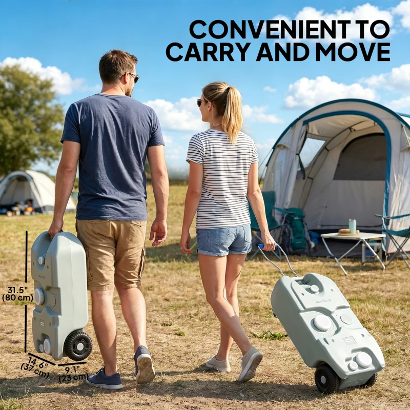 Outsunny 10.6 Gallon Portable RV Water Tank, Black or Grey Water Storage Tank, with Filling Ports, Handles and Wheels