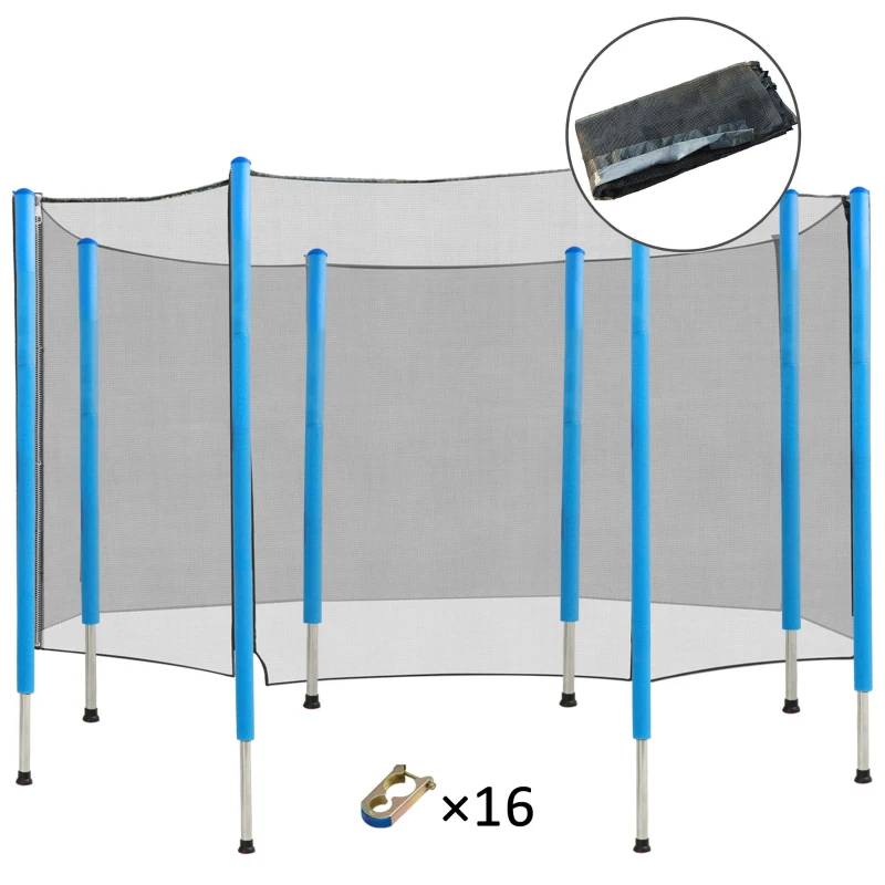Soozier 14 FT Trampoline Net Enclosure Trampolining Bounce Safety Accessories w/ 8 Poles Net Enclosure Only, Black