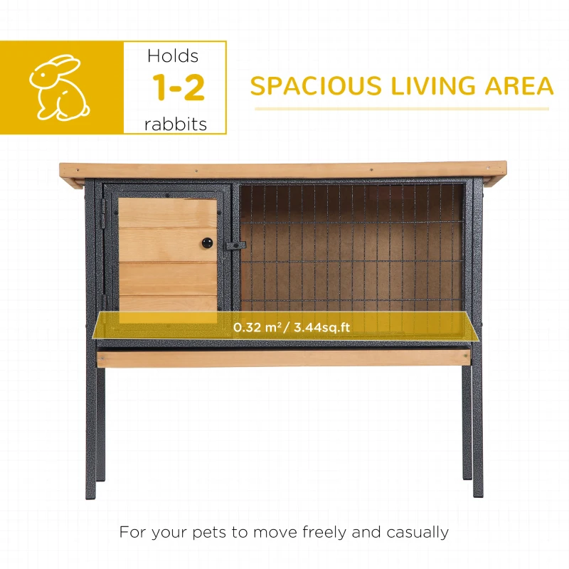 PawHut Rabbit Hutch Elevated Bunny Cage Small Animal Habitat with Metal Frame, No Leak Tray, Metal Wire Pan