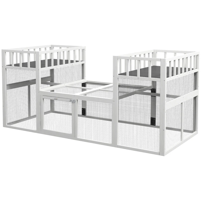 PawHut 7.3' x 3.6' Wooden Chicken Coop Combinable Design with Storage Shelf for 2-4 Chickens, Ducks, Goose, Rabbits, White