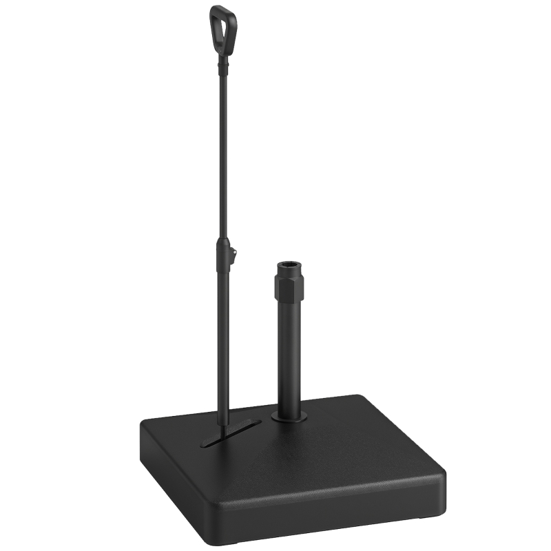 Outsunny Square Plastic Patio Umbrella Base with Adjustable Wheels, Handle, Outdoor Patio Umbrella Stand, Filled Up to 121lb with Stand, 99lb with Water for Garden Poolside, Black