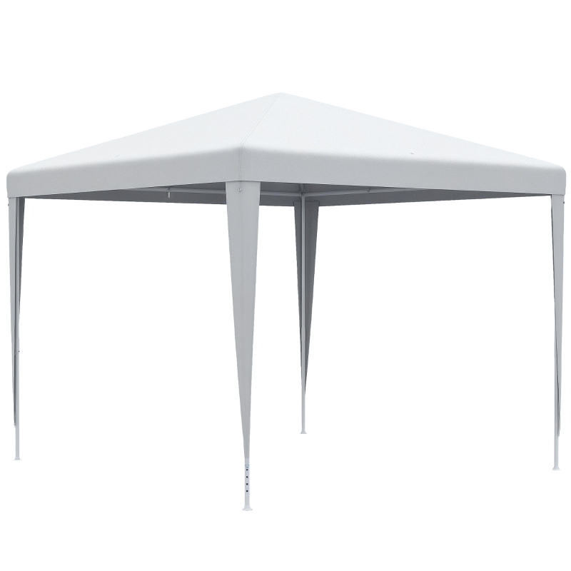 Outsunny 9' x 9' Portable Canopy Party Tent Gazebo Outdoor Sunshade for Weddings Parties with Dressed Legs, White