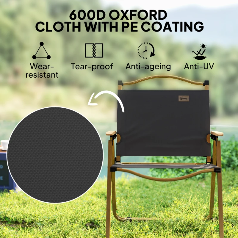 Outsunny Camping Chair, Lightweight Folding Chair, Portable Armchair, Excellent for Festivals, Fishing, Dark Grey