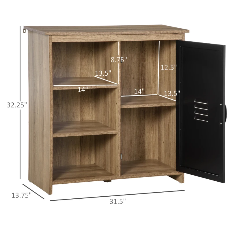 HOMCOM Storage Cabinet with 3 Tiers and Metal Door, Buffet Table, Sideboard with Adjustable Shelf for Dining Room, Living Room, Kitchen