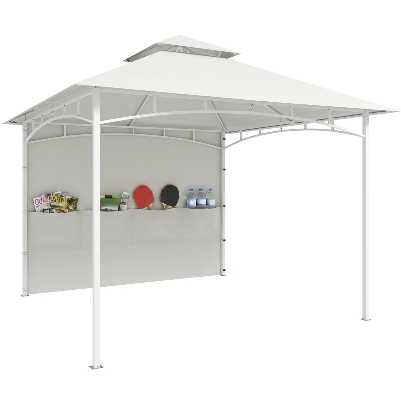 Outsunny 10' x 10' Patio Gazebo, Double Roof Outdoor Gazebo Canopy Shelter with Storage, Hook, Metal Frame, Cream White