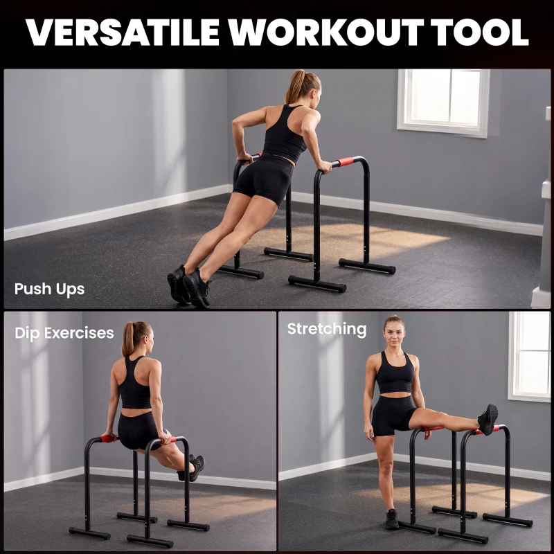 Soozier Set of 2 Dip Bar, Dip Station Push Up Station for Full Body Strength Training Home Gym Black