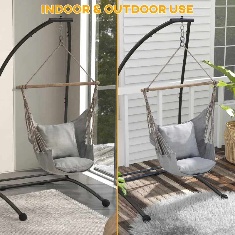 Outsunny Hanging Hammock Chair Stand Only, C Shape Hanging Heavy Duty Metal Frame Swing Stand for Porch Swing Chair, Black