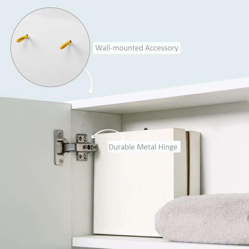kleankin Bathroom Storage Cabinet with Mirror, Wall Mounted Medicine Cabinet with 3 Open Shelves and 2-tier Cupboard