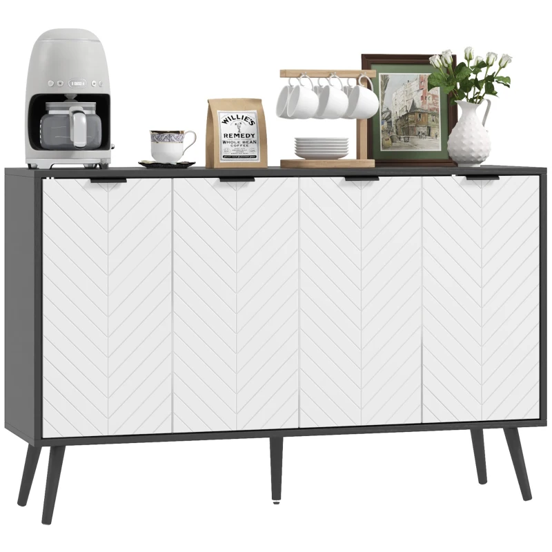 HOMCOM Modern Sideboard and Buffet, Dining Room Cabinet with Adjustable Shelves and 4 Doors, Black