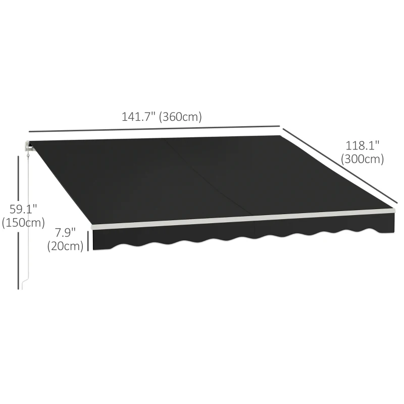 Outsunny 12'x10' Electric Retractable Awning, UV Protection Sun Shade Shelter w/ Remote Controller for Deck Balcony Yard, Black