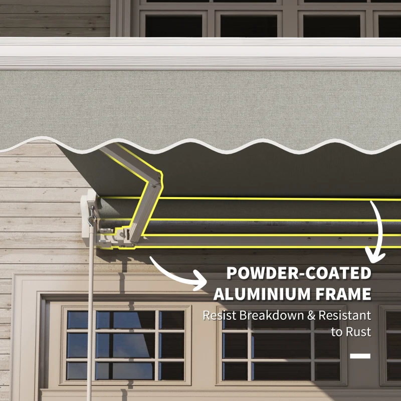 Outsunny 8'x7' Patio Awning Manual Retractable Sun Shade Outdoor Deck Canopy Shelter, Light Grey